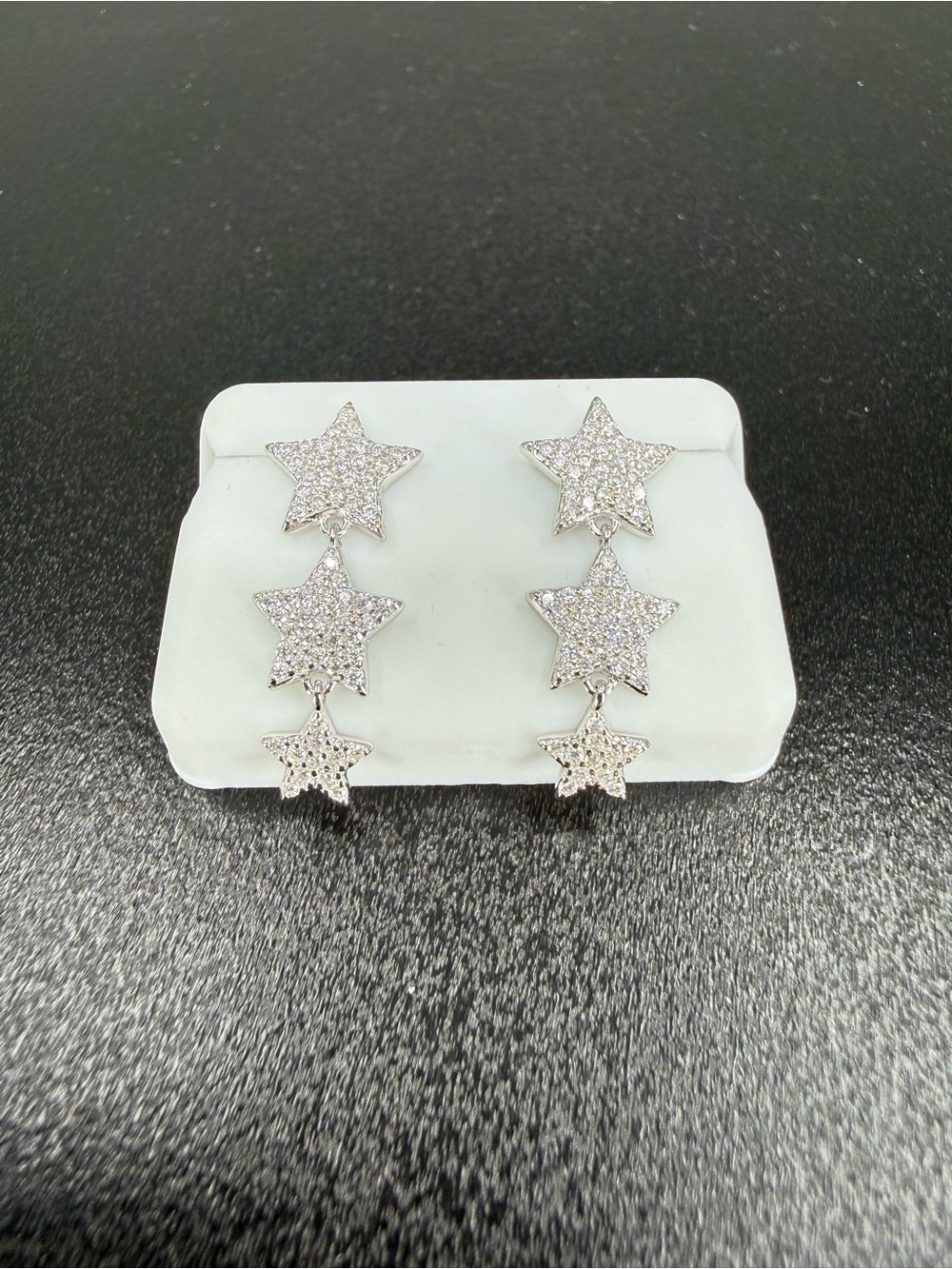 1.5ctw Moissanite Triple Star Dangle Earrings – Solid S925 Silver - New